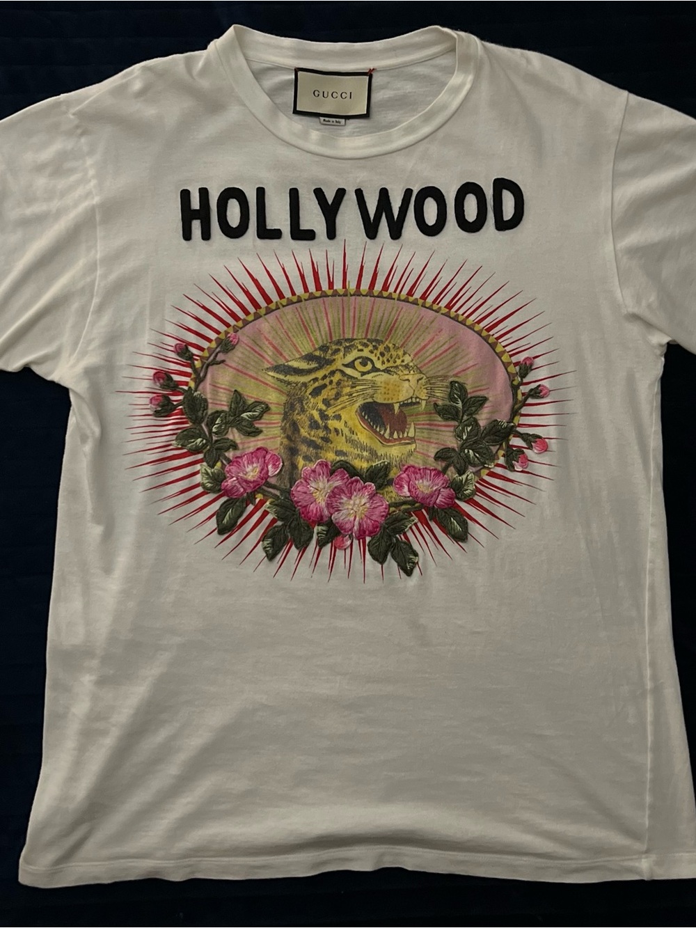 Gucci SS17 "Hollywood" Leopard Floral
Embroidered T-Shirt